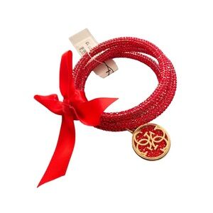 {Guess} Sparkly Rhinestone Bracelet Trio with Guess charm and bow